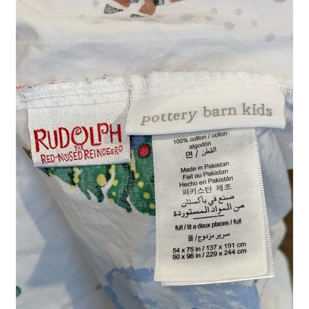 Pottery Barn Kids GID Rudolph The Red Nose Reindeer Full Fitted Sheet Only